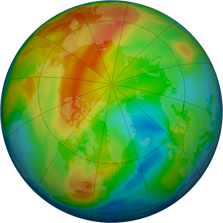Arctic ozone map for 19 January 1997
